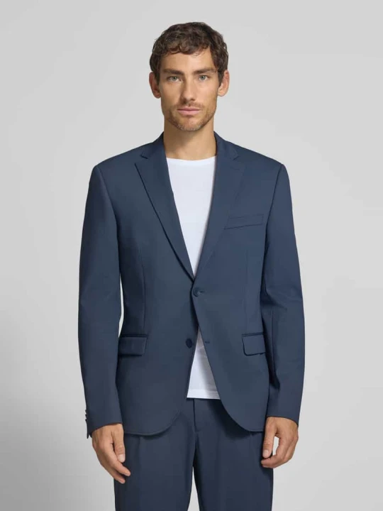 Zdjęcie produktu marynarka na 2 guziki o kroju slim fit z kieszeniami z patką Bugatti Granatowy