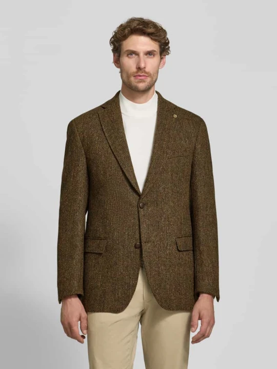Zdjęcie produktu marynarka na 2 guziki o kroju slim fit z kieszeniami z patką model 'Theo' Carl Gross Jasnobrązowy