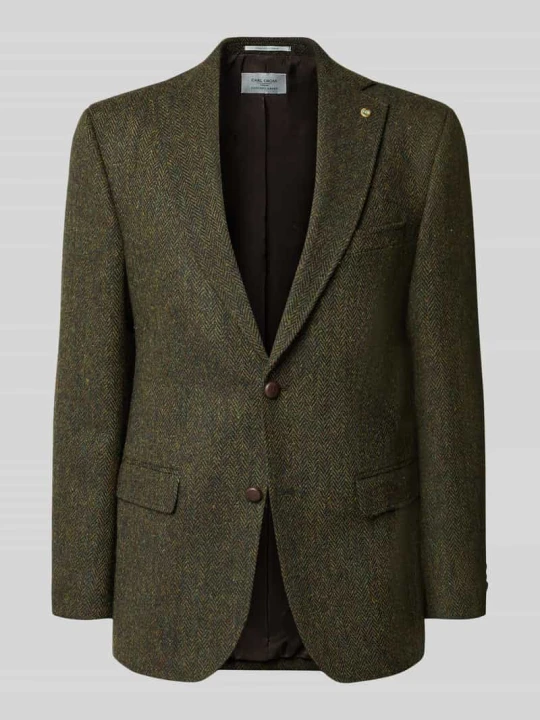 Zdjęcie produktu marynarka na 2 guziki o kroju slim fit z kieszeniami z patką model 'Theo' Carl Gross Zielony