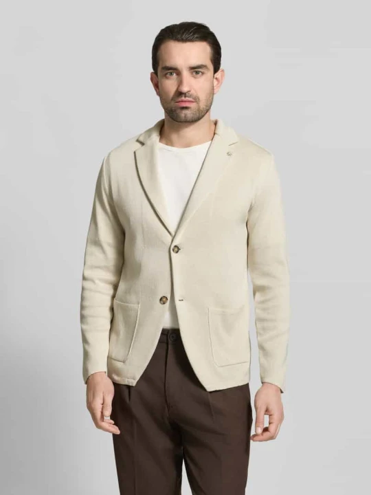 Zdjęcie produktu Marynarka z dzianiny o kroju slim fit na 2 guziki z kołnierzem z połami Manuel Ritz Złamany biały