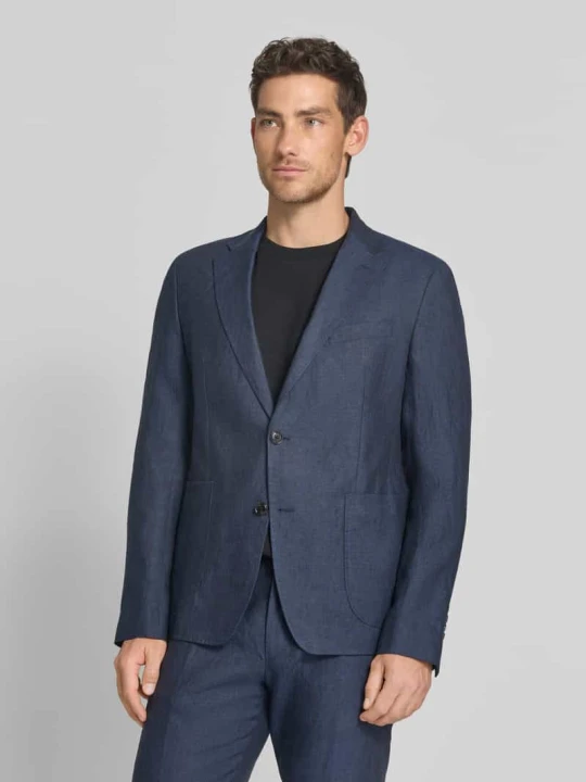 Zdjęcie produktu marynarka na 2 guziki o kroju slim fit z lnu model 'Hoverest' JOOP! Granatowy