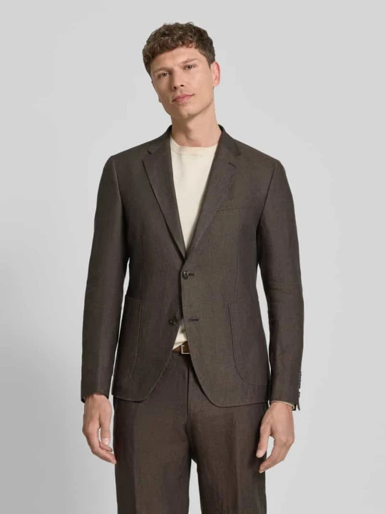 Zdjęcie produktu marynarka na 2 guziki o kroju slim fit z lnu model 'Hoverest' JOOP! Czekoladowy