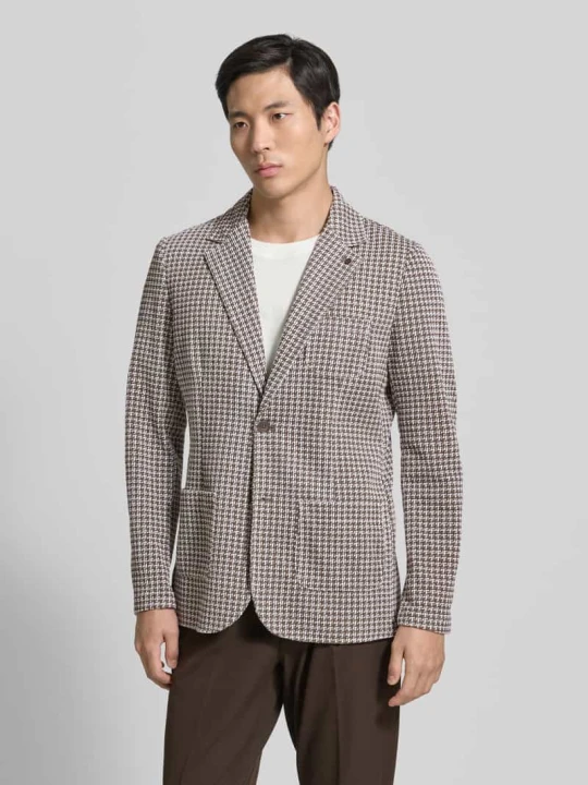 Zdjęcie produktu marynarka na 2 guziki o kroju slim fit z mieszanki bawełny Zuitable Ciemnobrązowy