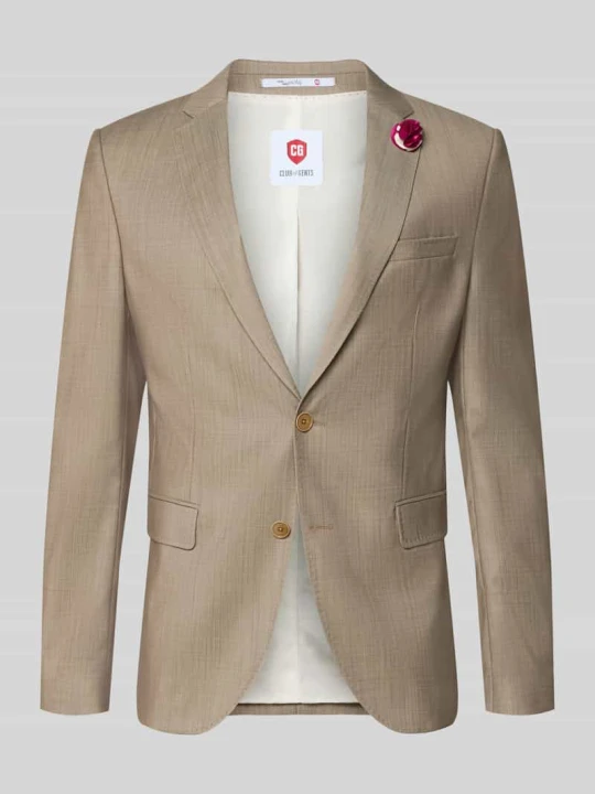 Zdjęcie produktu Marynarka na 2 guziki o kroju slim fit z mieszanki żywej wełny i elastanu CG - Club of Gents Beżowy
