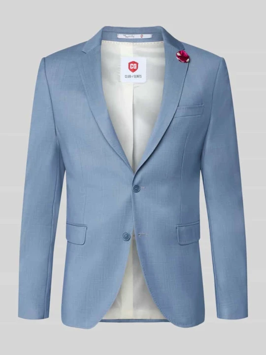 Zdjęcie produktu Marynarka na 2 guziki o kroju slim fit z mieszanki żywej wełny i elastanu CG - Club of Gents Jasnoniebieski