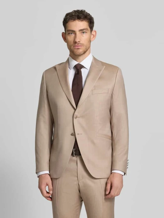 Zdjęcie produktu Marynarka na 2 guziki o kroju slim fit z żywej wełny Wilvorst Piaskowy