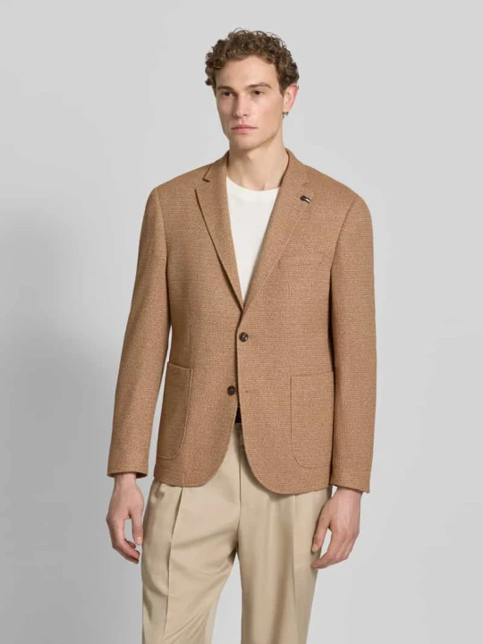 Zdjęcie produktu Marynarka na 2 guziki o kroju slim fit ze strukturalnym wzorem Bugatti Średniobrązowy