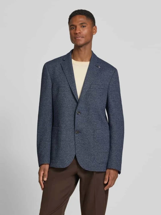 Zdjęcie produktu Marynarka na 2 guziki o kroju slim fit ze strukturalnym wzorem Bugatti Jeansowy niebieski