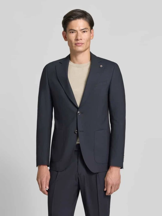 Zdjęcie produktu marynarka na 2 guziki Slim Fit z mieszanka żywej wełny CG - Club of Gents Granatowy