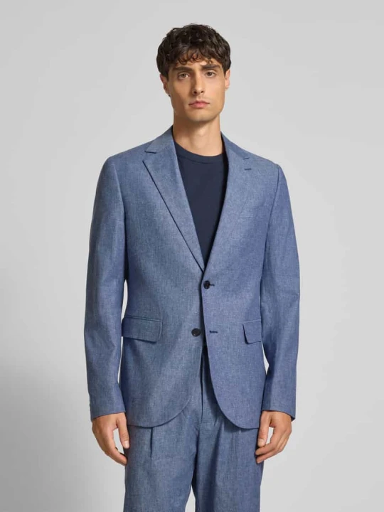 Zdjęcie produktu Marynarka na dwa guziki o kroju slim fit z mieszanki lnu model ‘George’ Matinique Niebieski