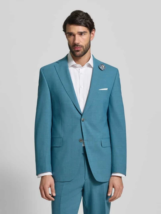 Zdjęcie produktu Marynarka na 2 guziki o kroju slim fit z Mieszanka wiskozy Carl Gross Petrol