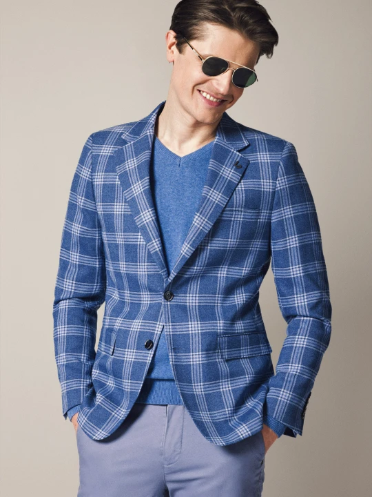 Zdjęcie produktu Marynarka Niebieska w Kratę Tartan Estepona Lancerto