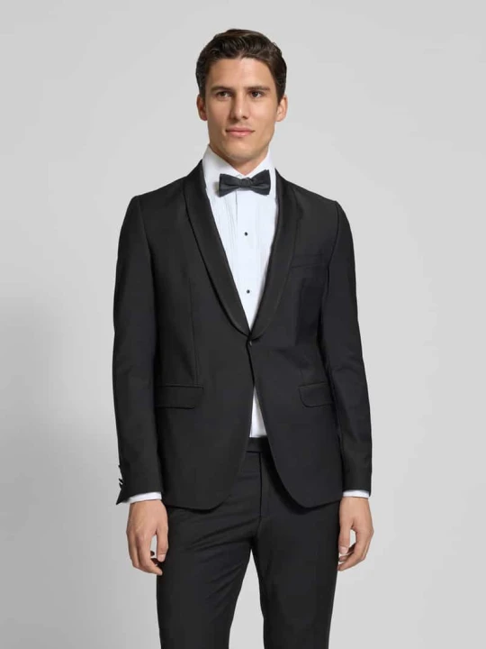 Zdjęcie produktu Marynarka smokingowa o kroju regular fit z szalowym kołnierzem model ‘Pharrel’ CG - Club of Gents Czarny