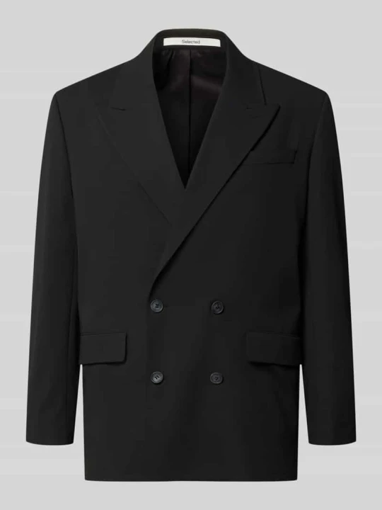 Zdjęcie produktu marynarka o kroju relaxed fit z dodatkiem wiskozy model 'RELAXED-LIAM' Selected Czarny