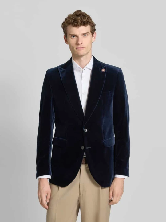 Zdjęcie produktu Marynarka o kroju slim fit z aksamitu zapinana na 2 guziki model ‘Prince’ CG - Club of Gents Granatowy