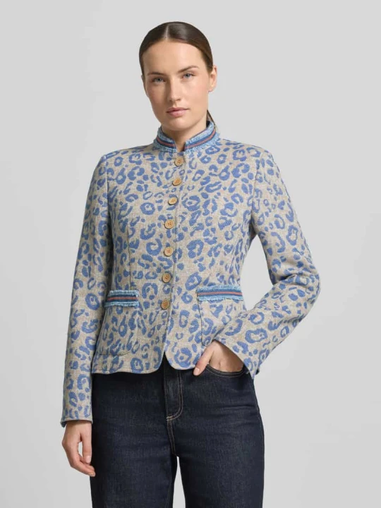 Zdjęcie produktu Marynarka o kroju slim fit z całopowierzchniowym zwierzęcym haftem White Label Piaskowy