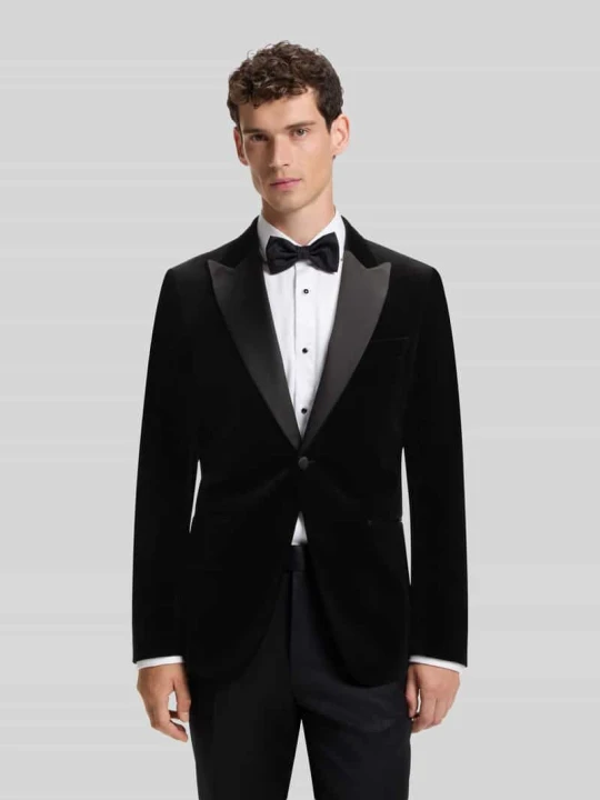 Zdjęcie produktu Marynarka o kroju slim fit z mieszanka jedwabiu model 'Hutson' Boss Czarny