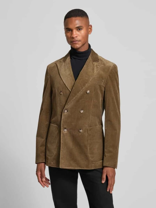 Zdjęcie produktu Marynarka o kroju slim fit z mieszanki bawełny model ‘HANRY’ Boss Błotnisty