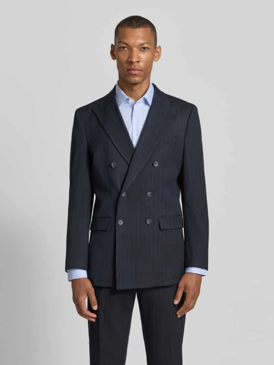 Zdjęcie produktu Marynarka o kroju slim fit z wzór w cienkie prążki Selected Granatowy