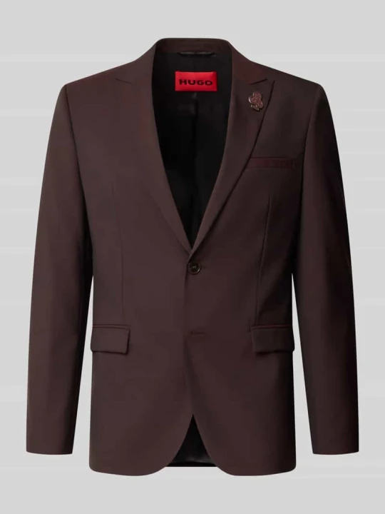 Zdjęcie produktu Marynarka o kroju slim fit z żywej wełny z detalem z logo Hugo Bordowy