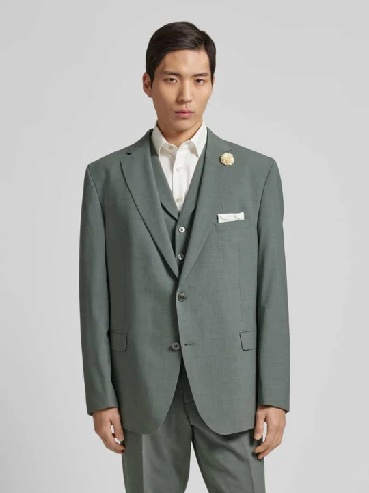 Zdjęcie produktu Marynarka na 2 guziki o kroju slim fit z dodatkiem wełny model „Shelby” Carl Gross Zielony