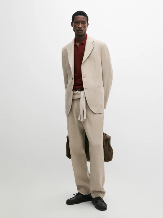 Zdjęcie produktu Marynarka Od Garnituru 100% Len - Beżowy - Massimo Dutti - Male
