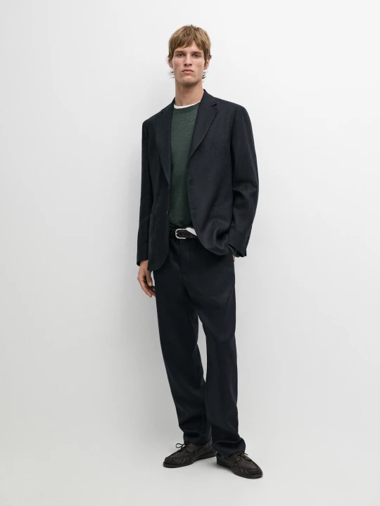 Zdjęcie produktu Marynarka Od Garnituru 100% Len - Granatowy - Massimo Dutti - Male