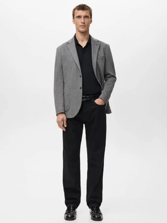 Zdjęcie produktu Marynarka slim fit w jodełkę szary - Mężczyzna - MANGO MAN