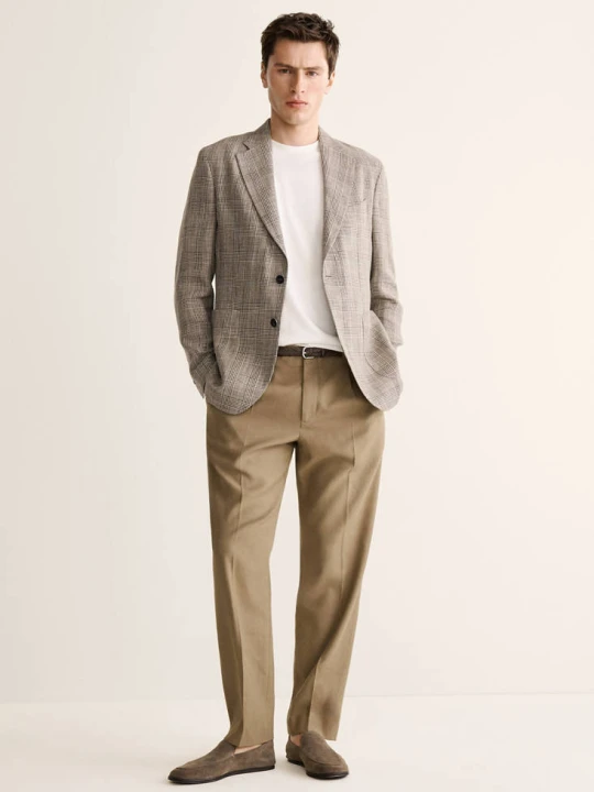 Zdjęcie produktu Marynarka slim fit w kratę księcia Walii norkowy szary - Mężczyzna - MANGO MAN