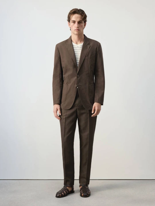 Zdjęcie produktu Marynarka slim fit z mieszanki bawełny i lyocellu brązowy - Mężczyzna - - MANGO MAN