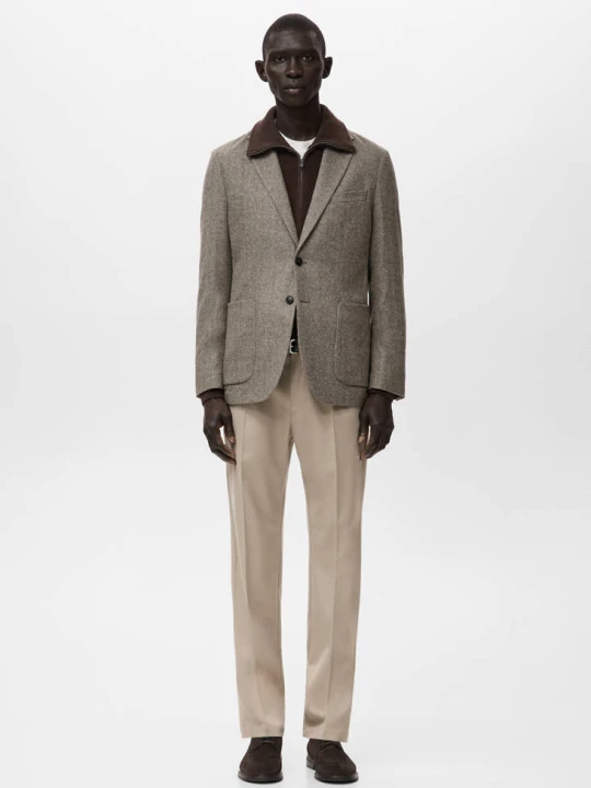 Zdjęcie produktu Marynarka slim fit z mieszanki wełny brązowy - Mężczyzna - MANGO MAN