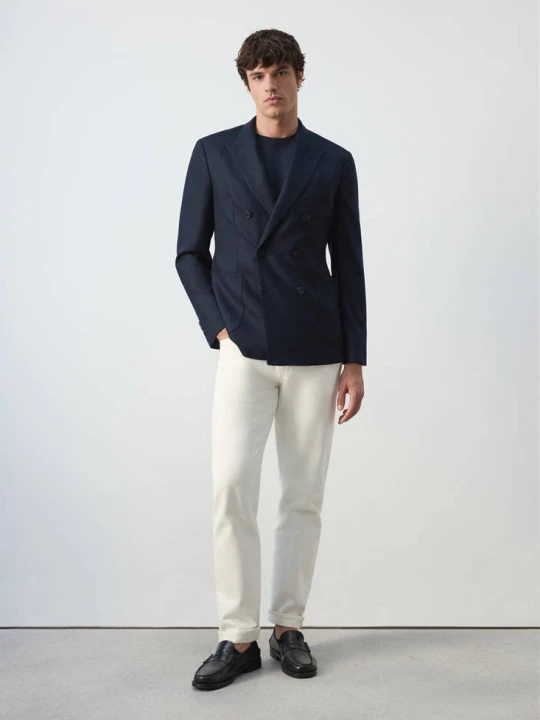 Zdjęcie produktu Marynarka slim fit z mieszanki wełny granatowy - Mężczyzna - MANGO MAN