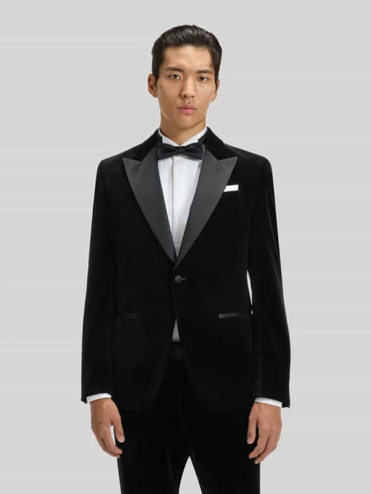 Zdjęcie produktu Smoking o kroju slim fit z czystej bawełny model ‘HUTSON’ Boss Czarny