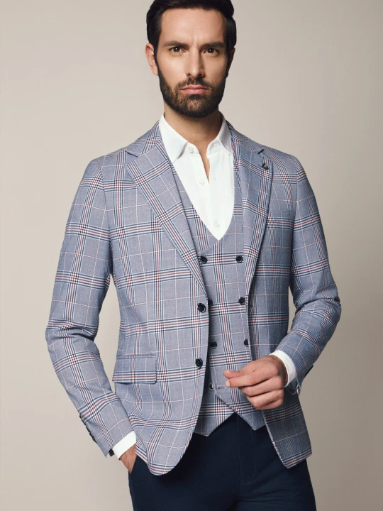 Zdjęcie produktu Marynarka Szara w Kratę Tartan Virden Lancerto