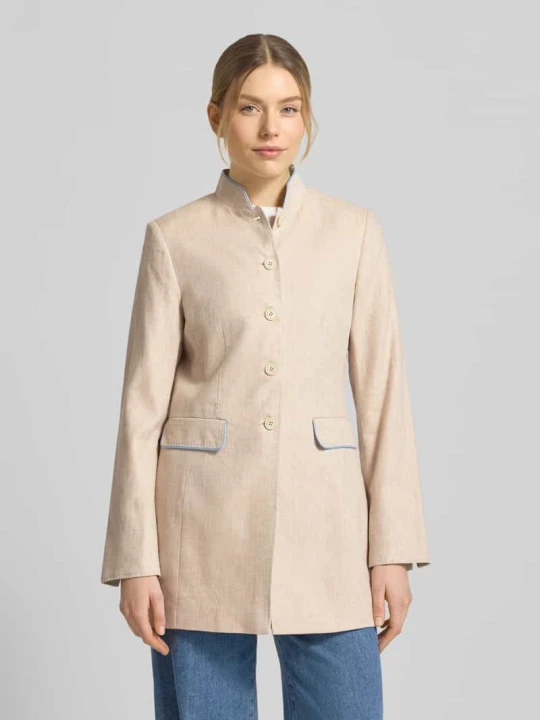 Zdjęcie produktu Marynarka w kratę o kroju slim fit z kieszeniami z patką White Label Piaskowy