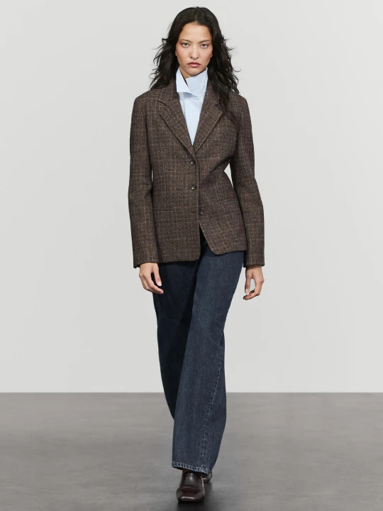 Zdjęcie produktu Marynarka W Kratkę Ze 100% Wełny - Brązowy - Massimo Dutti - Female