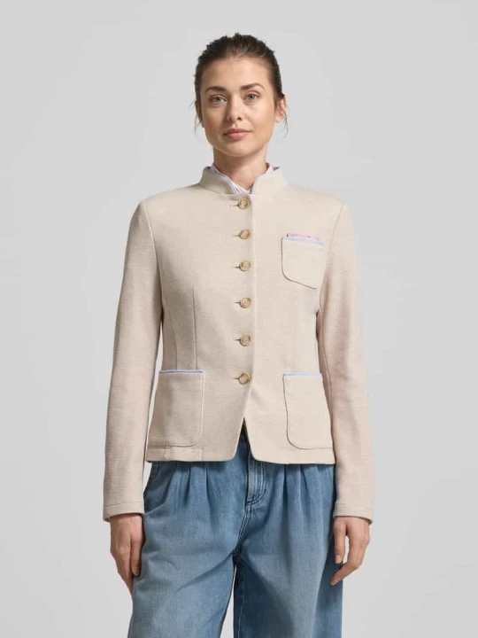 Zdjęcie produktu Marynarka w kroju slim fit ze stójką i naszywanymi kieszeniami White Label Beżowy