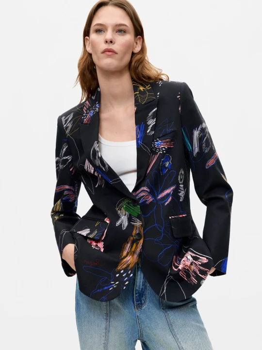 Zdjęcie produktu Marynarka w kwiatowy wzór Desigual czarny