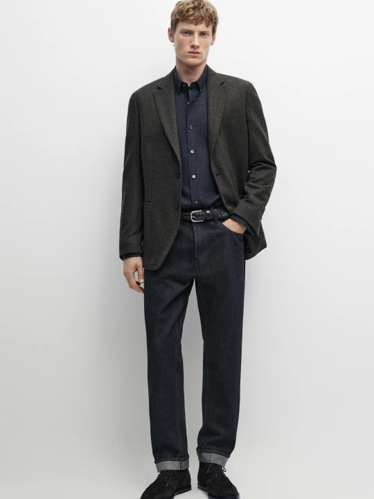 Zdjęcie produktu Marynarka W Pepitkę Ze 100% Wełny - Zielony - Massimo Dutti - Male