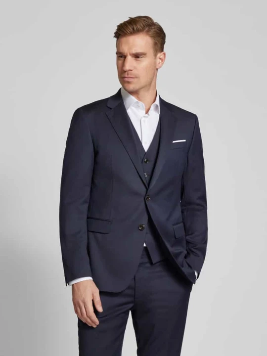 Zdjęcie produktu Marynarka męska JOOP! Collection;Mieszanka bawełny i elastanu;Prosty krój;Model ‘Herby’;Jednolity kolor;Kołnierz z połami;Brustasza;Listwa guzikowa;Kieszenie z