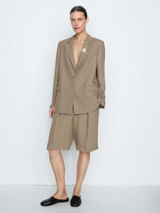 Zdjęcie produktu Marynarka Z Lejącej Tkaniny – Studio - Popielaty - Massimo Dutti - Female