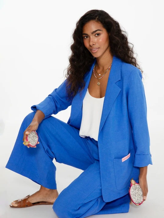 Zdjęcie produktu Marynarka z lnem Blue Margarita XS