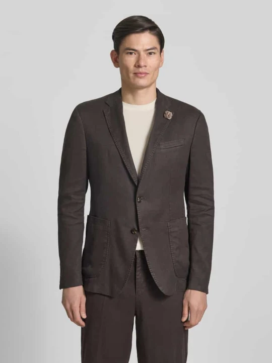 Zdjęcie produktu Marynarka z mieszanka lnu z kołnierz z połami model 'Hoverest' JOOP! Ciemnobrązowy