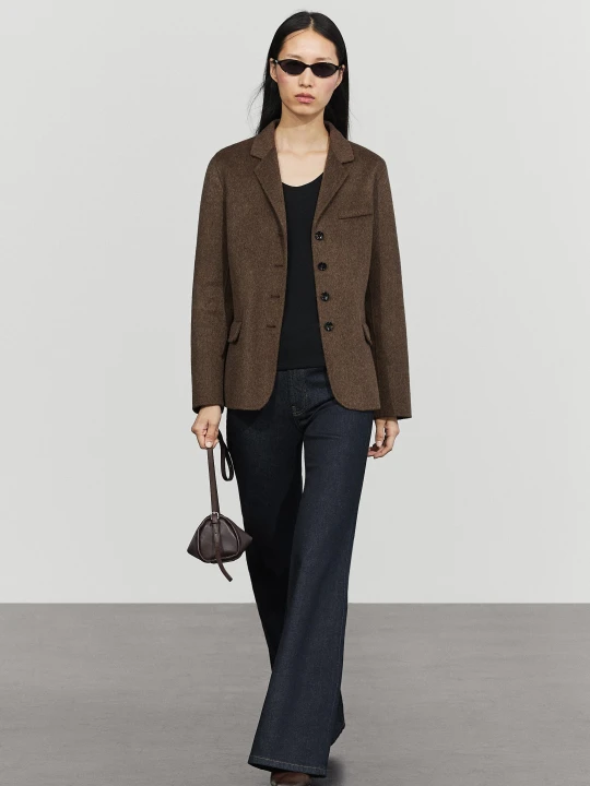 Zdjęcie produktu Marynarka Z Mieszanki Wełny - Brązowy - Massimo Dutti - Female