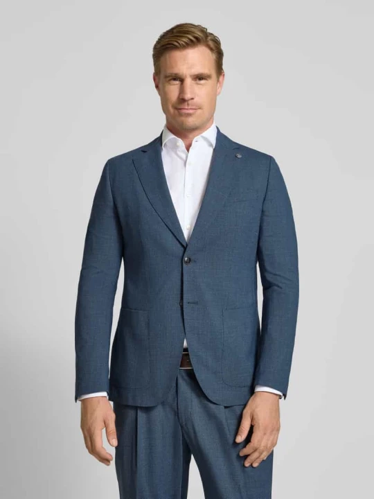 Zdjęcie produktu Marynarka z mieszanki żywej wełny z kołnierzem z połami model 'Carver' CG - Club of Gents Niebieski
