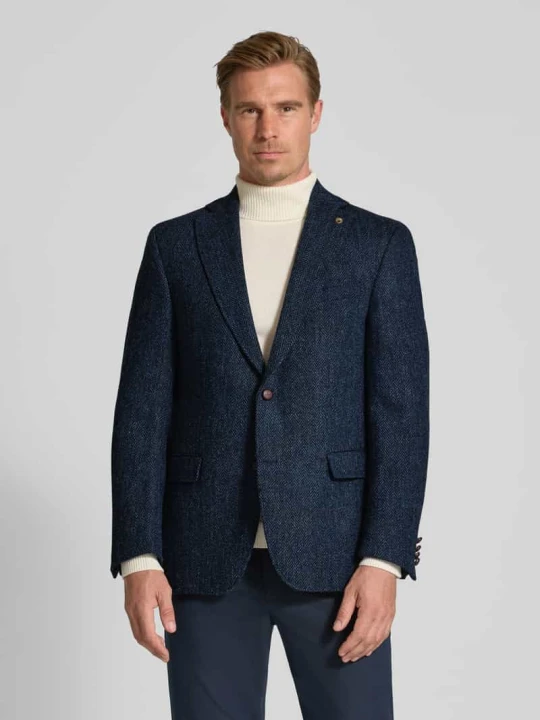 Zdjęcie produktu Marynarka z tkaniny Harris Tweed z żywej wełny model ‘Theo’ Carl Gross Niebieski