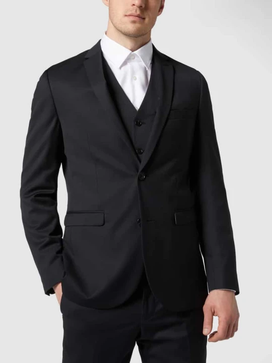 Zdjęcie produktu Marynarka zapinana na 2 guziki o kroju slim fit z dodatkiem streczu model ‘George’ Matinique Czarny
