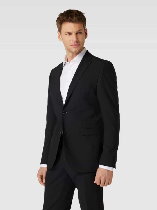Zdjęcie produktu Marynarka na 2 guziki o kroju regular fit z dodatkiem wełny model „Caden” CG - Club of Gents Czarny