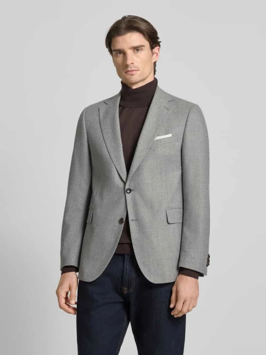 Zdjęcie produktu Marynarka na 2 guziki o kroju regular fit z czystej wełny model „Franz” Carl Gross Jasnoszary