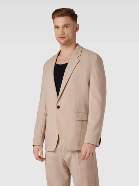 Zdjęcie produktu Marynarka zapinana na jeden guzik z kieszeniami z patką model ‘Kris’ Hugo Beżowy